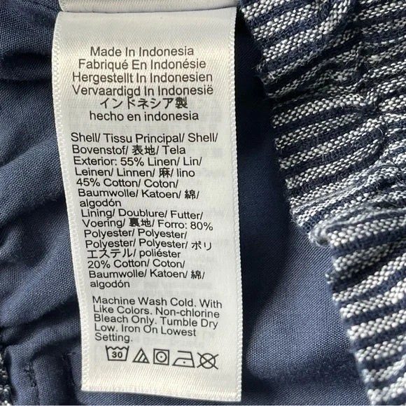 J Crew Linen-cotton paper-bag mini skirt Navy/White Striped Size Medium - Picture 10 of 11